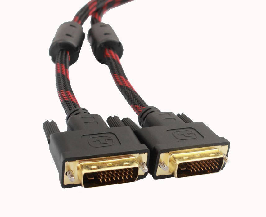 

Кабель DVI 3.0m, Merlion, 2 ферита, оплетка, Black/Red, 24/24pin