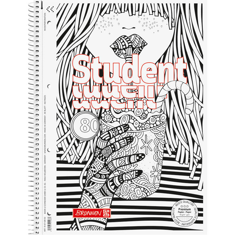 

Тетрадь на пружине А4 Premium 80 листов в клетку Zenart Cocktail BRUNNEN НК