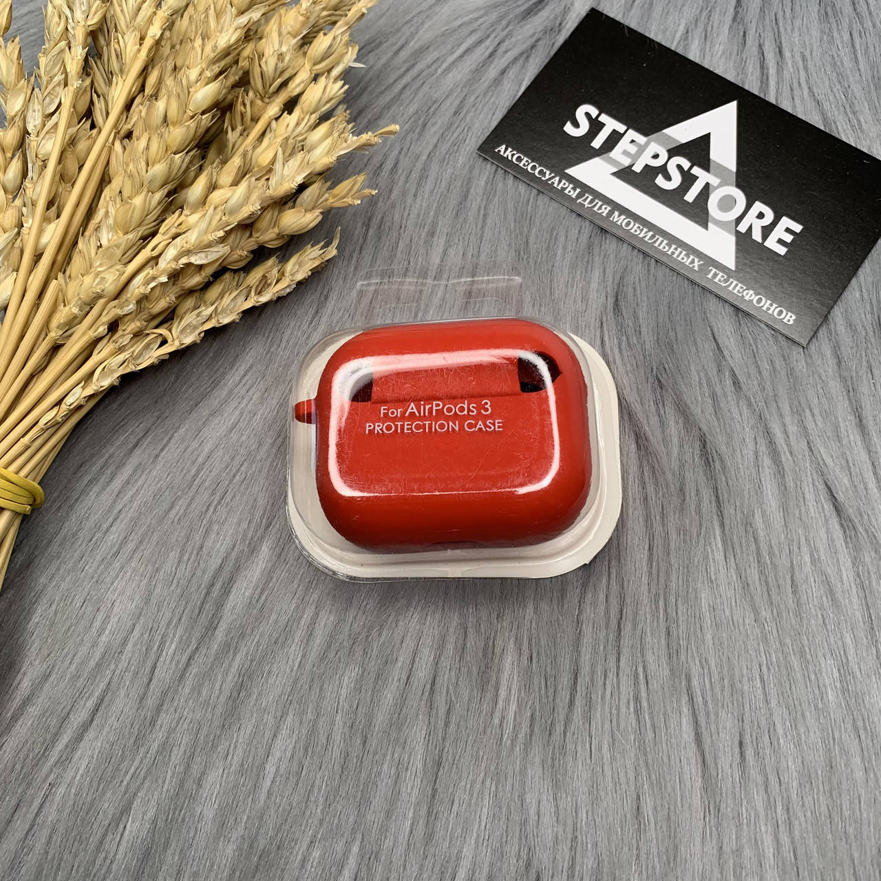 

Чехол с микрофиброй толстый для Apple Airpods 3 силиконовый противоударный с карабином 10. Красный