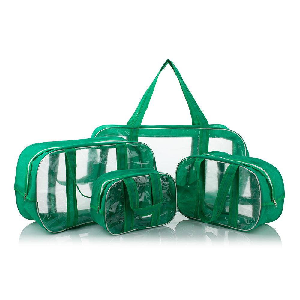 

Набор прозрачных сумок (S,M,L,XL) Nika Torrі комбинированные ПВХ + спанбонд Зелёный