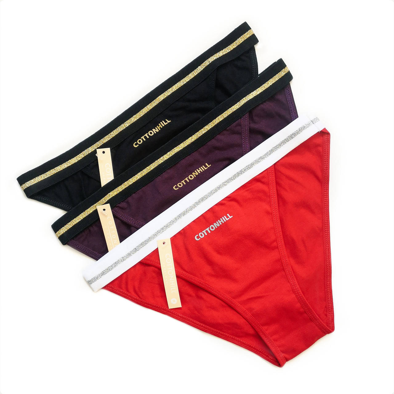 

Женские трусы слипы с люрексом на резинке