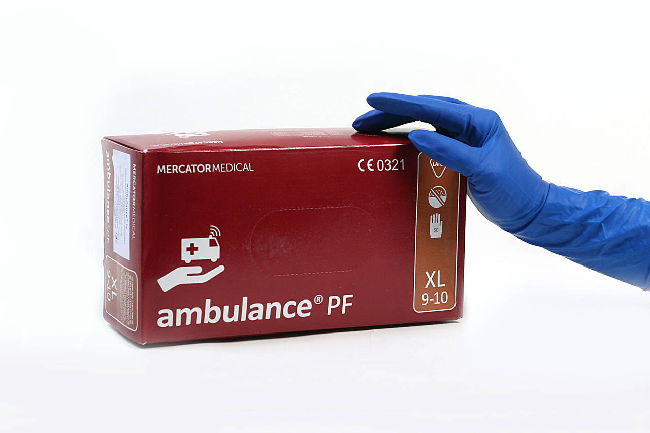 

Перчатки хозяйственные латексные нестерильные неопудренные Ambulance XL (25 пар/уп) синие, Синий
