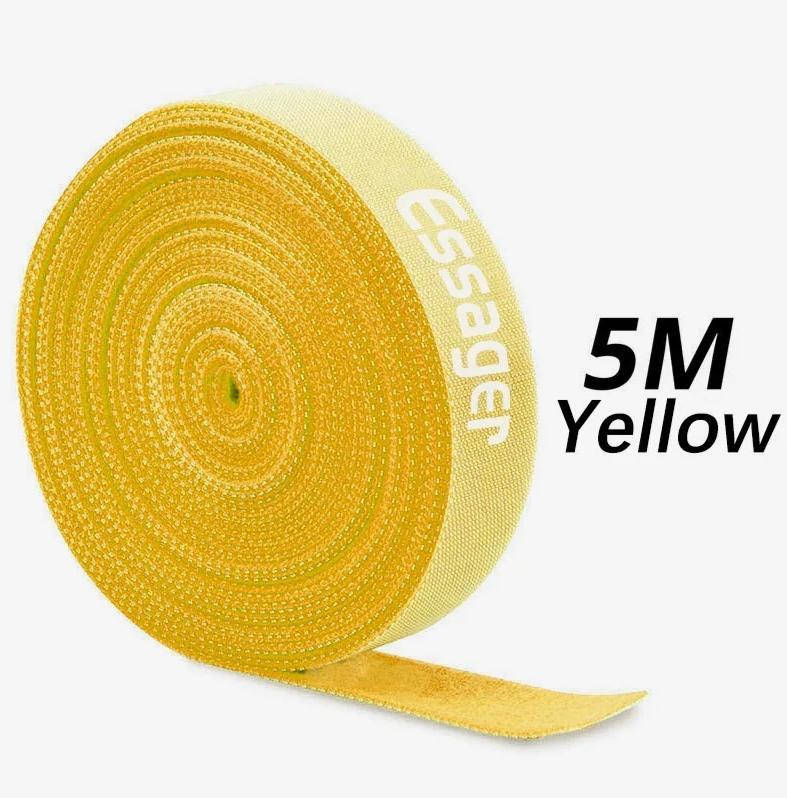 

Многоразовая стяжка, органайзер для проводов, липучка для кабелей 5 м желтая Essager стяжки-липучки, Желтый