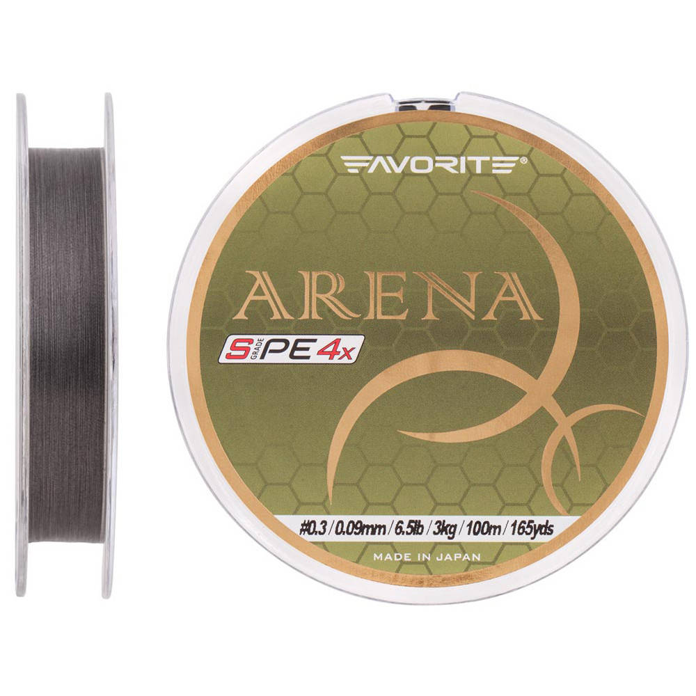

Шнур Favorite Arena PE 4x 100m (silver gray) #0.3/0.09mm 6.5lb/3kg, Серый