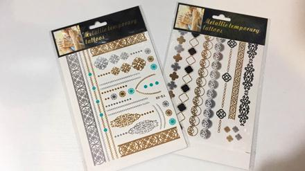 

Флеш-тату цепочки (серебро, золото, бирюза) Metallic temporary tattoos