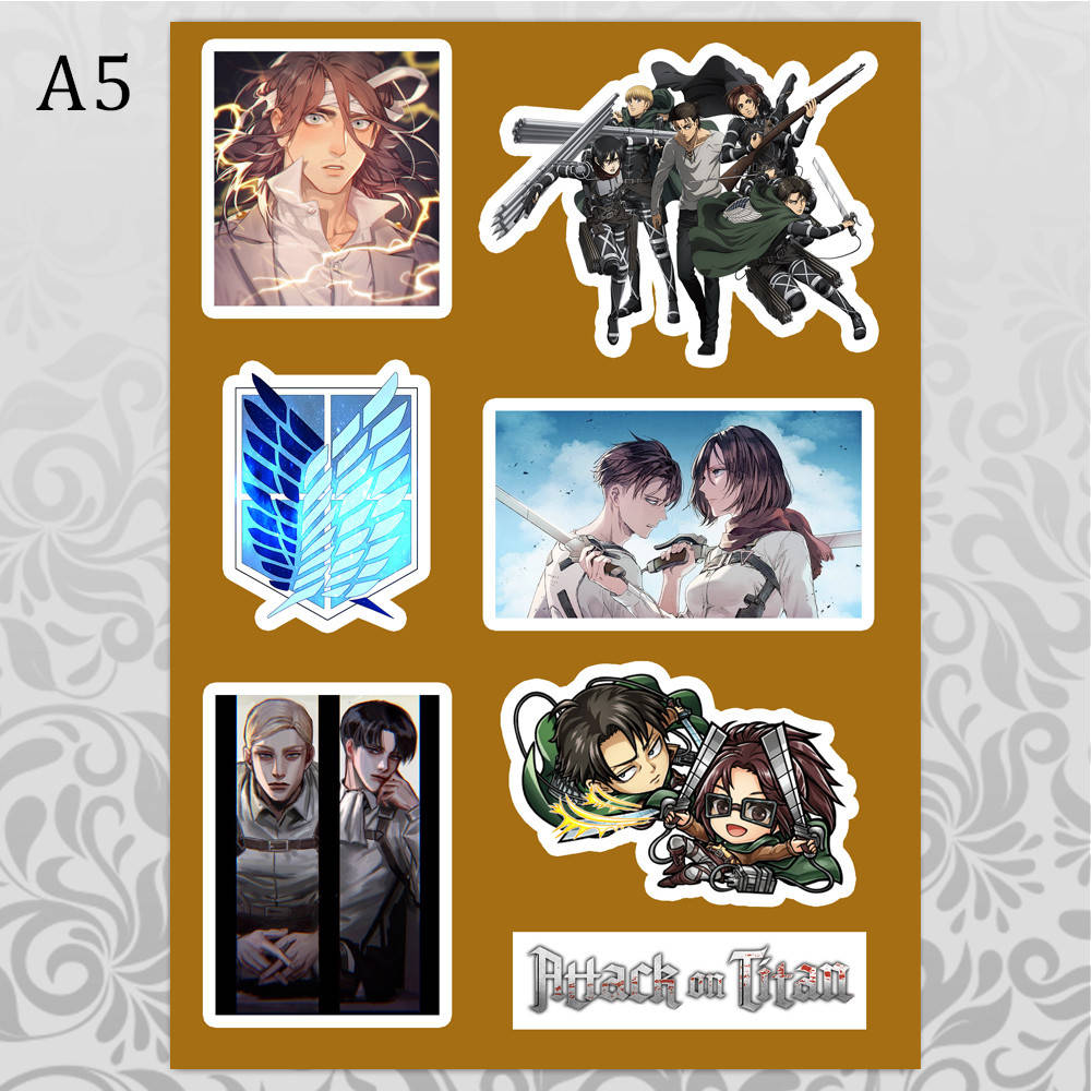 

Стикеры Аниме Attack On Titan без порезки 05, Разные цвета