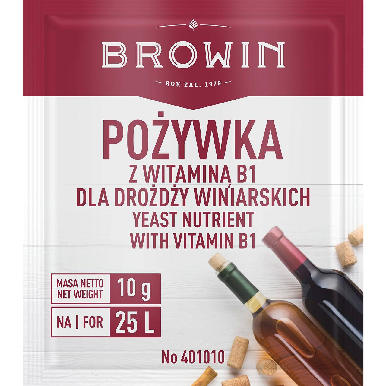 

Питательное вещество для винных дрожжей Browin с витамином В1 10г. 401010