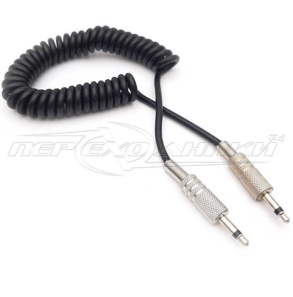 

Аудио кабель 3.5 mm моно to 3.5 mm моно jack, спираль, Черный