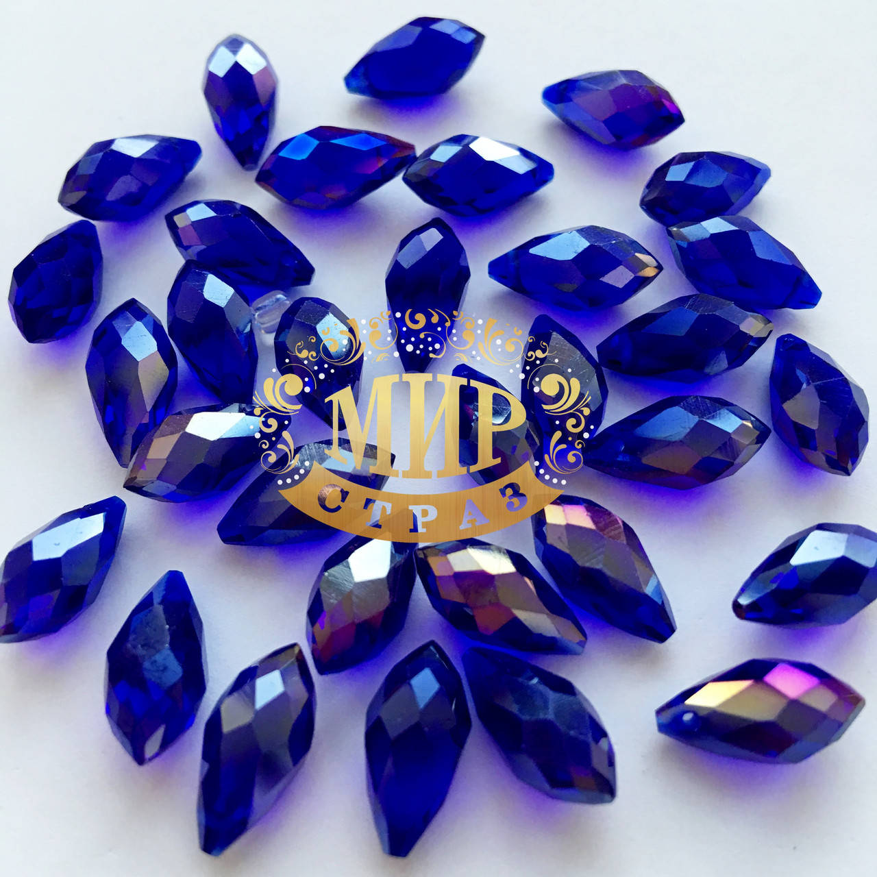 

Бусина капля 6х12mm, Cobalt AB, 1шт