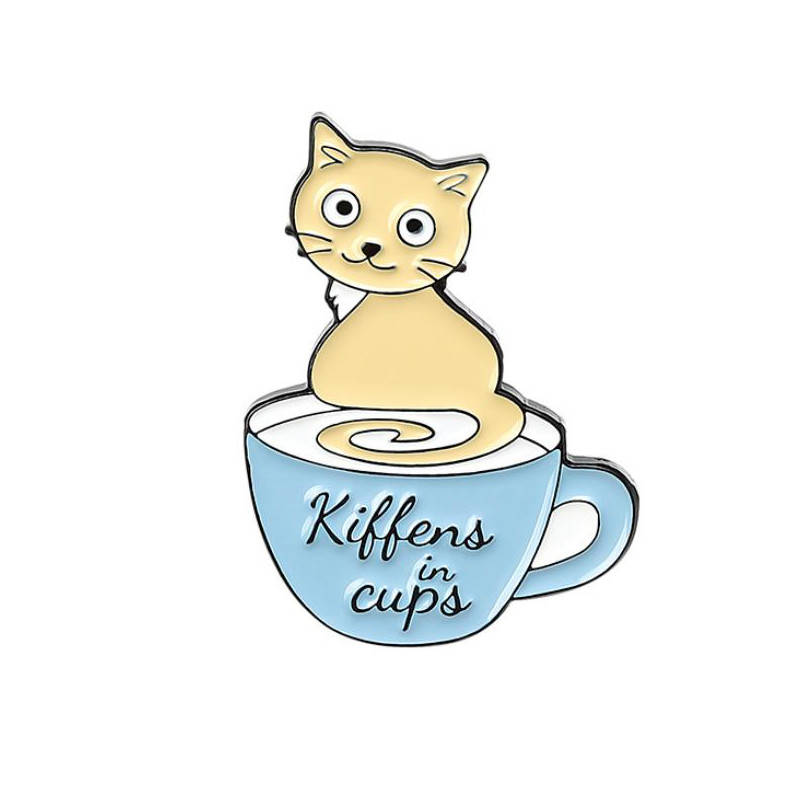 

"Котенок в чашке Kittens in cups" значок (пин) металлический