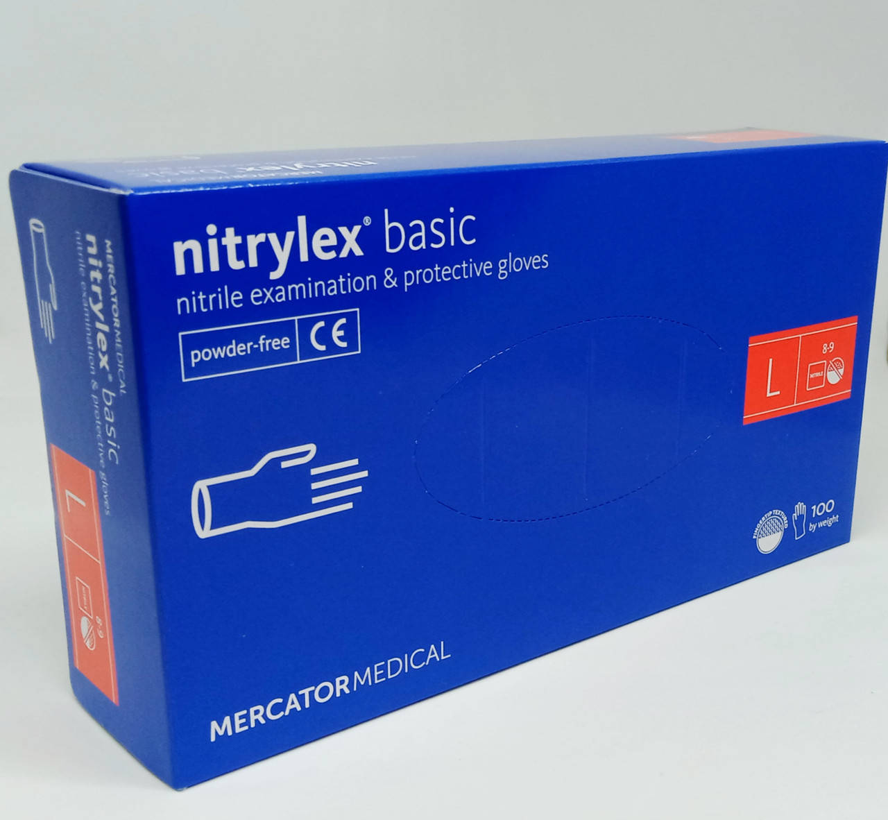 

Перчатки нитриловые неопудренные Голубые  (Nitrylex Basic)100шт/4,3г, Синий
