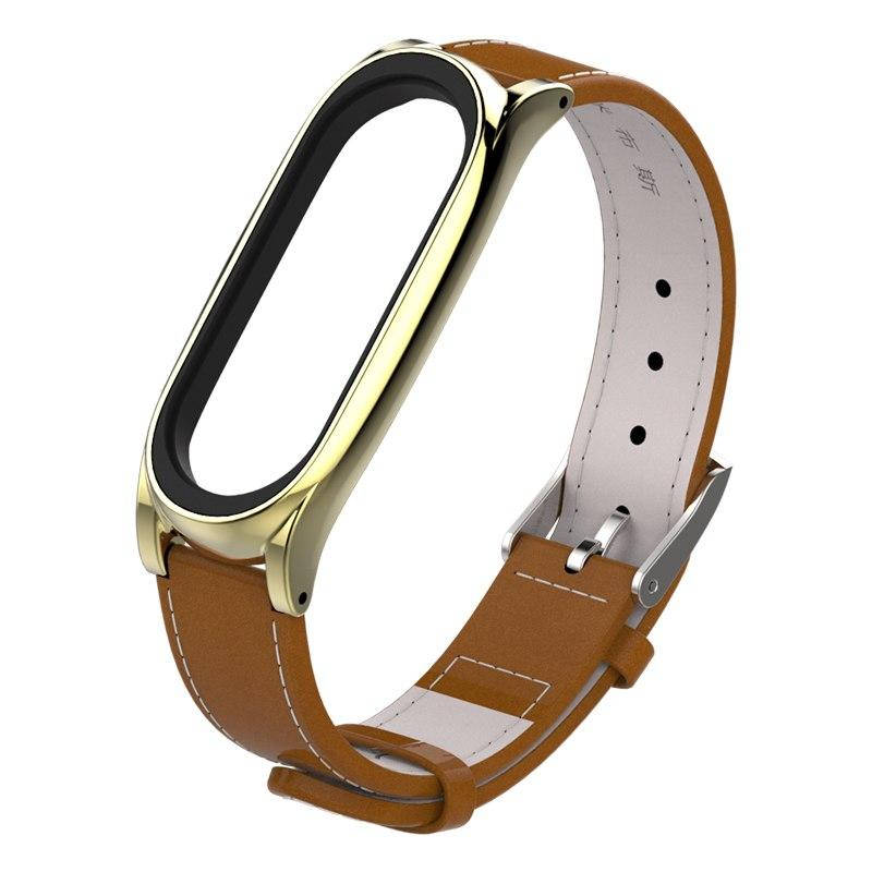 

Ремешок Xiaomi Mi Band 4 / 3 MiJobs Plus кожаный Коричневый / Золотой [1698]