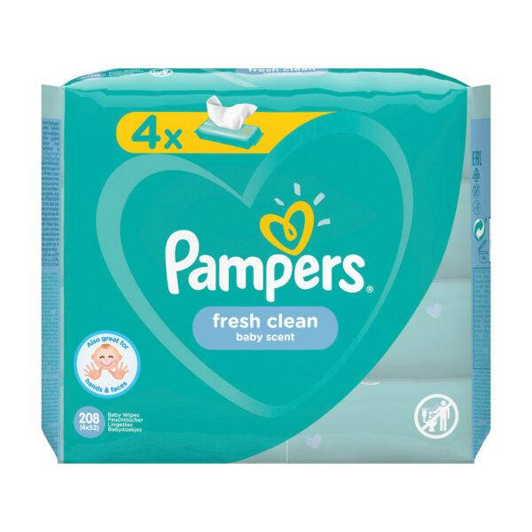 

Детские влажные салфетки Pampers Fresh Clean 208 шт (4х52 шт)