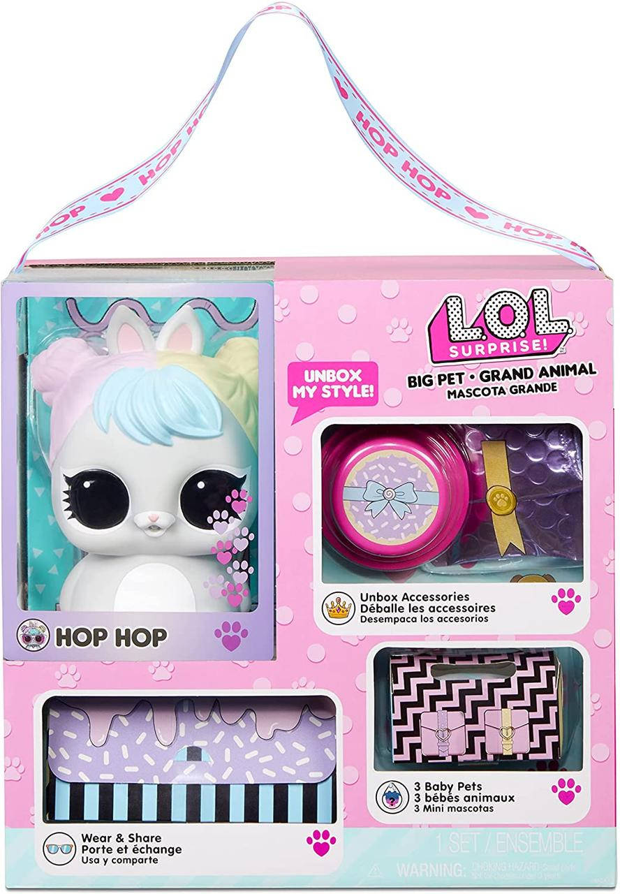 

L.O.L. Surprise ЛОЛ Большой питомец Кролик Прыг-Скок Бон Бон LOL Surprise Big Pet Hop Hop with 15 Surprises