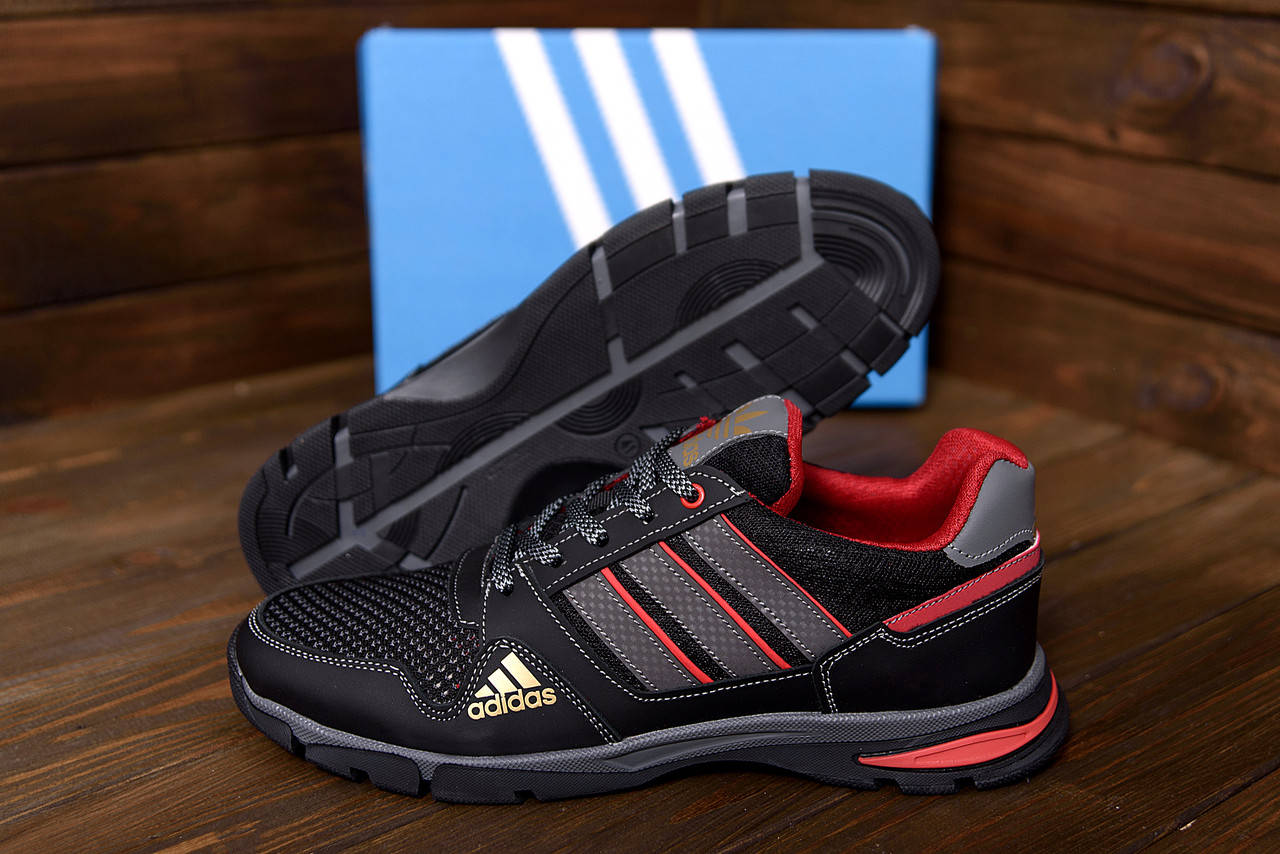 

Мужские летние кроссовки сетка Adidas Tech Flex Black, Черный