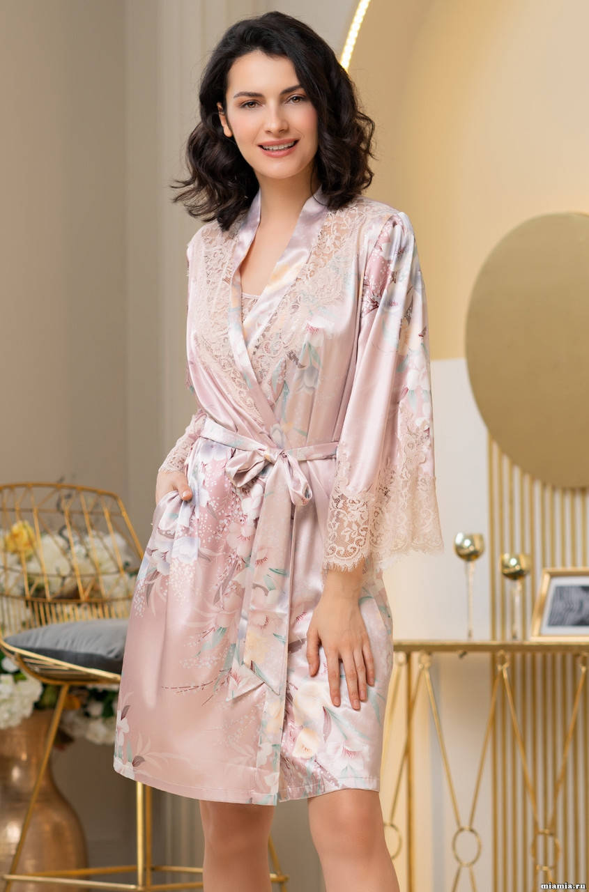 

Халат женский шелк натуральный Милинда (Milinda) 3723 Mia-Amore 2XL/3XL, Розовый