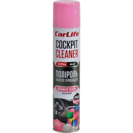 

Поліроль панелі приладів CarLife Бабл гам. Cockpit Cleaner EXTRA MAT 320ml (24шт/ящ)
