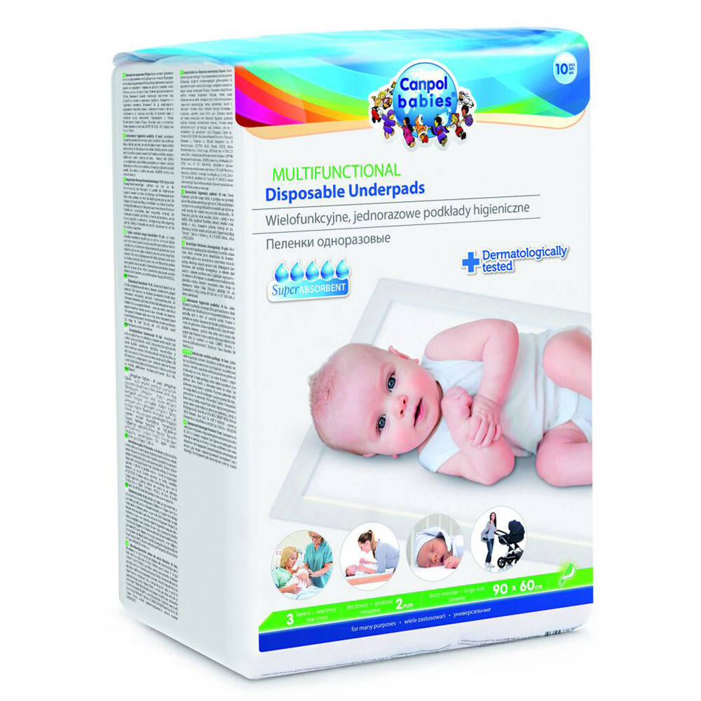 

Одноразовые пеленки гигиеничные 90х60 см Canpol Babies 10 шт. (5903407780023)