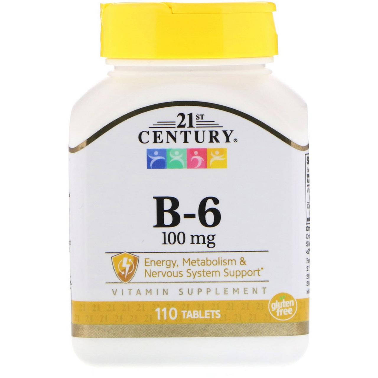 

Витамин В6, Vitamin B-6, 21st Century, 100 мг, 110 таблеток