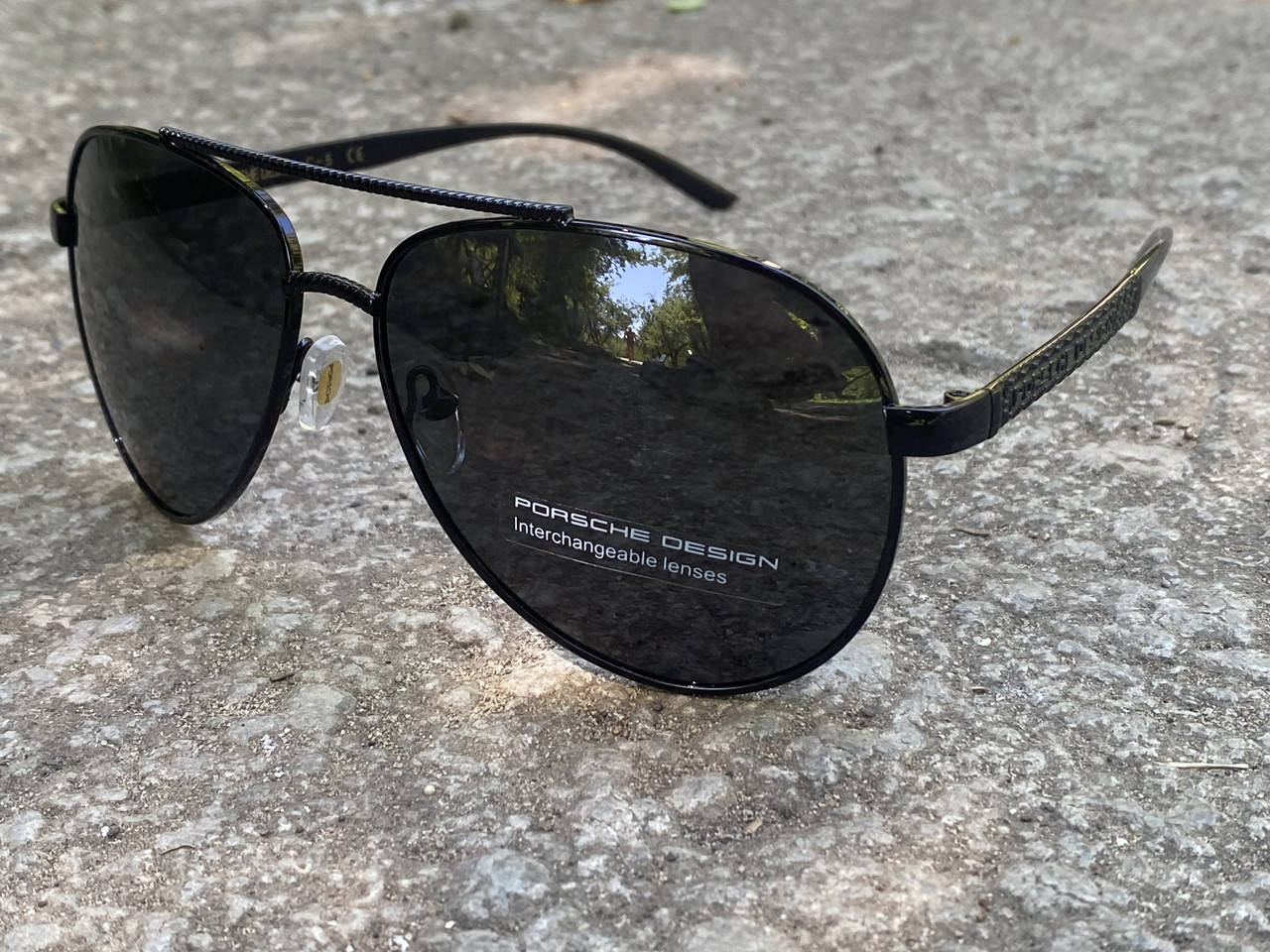 

Мужские черные солнцезащитные очки полароиды Porsche Design Aviator авиатор, Черный