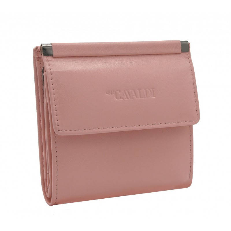 

Женский кожаный кошелек маленький розовый Cavaldi RD-16 GCL pink