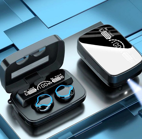 

Беспроводные M-9 сенсорные Bluetooth наушники, водонепроницаемые с индексацией заряда + POWER BANK+фонарик., Черный