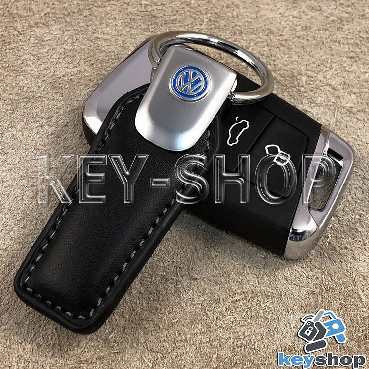 

Брелок для авто ключей Volkswagen (Фольксваген) кожаный, Черный