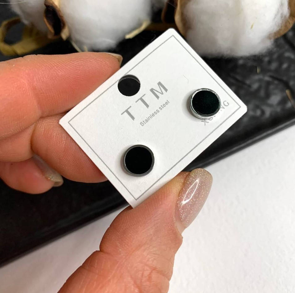 

Серьги гвоздики круглые из стали черные, пирсинг серьги мужские женские нержавейка