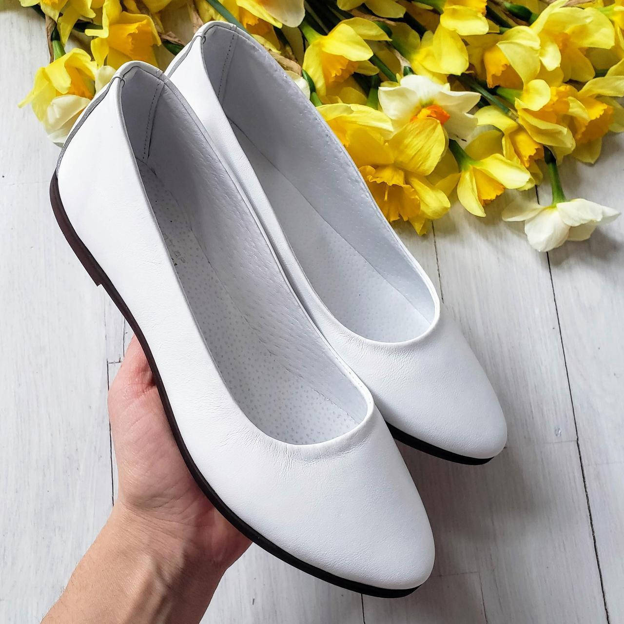 

Балетки кожаные женские классические цвета белый черный золото большие и маленькие размеры