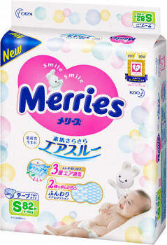 

Японские подгузники Merries S82 (4-8kg) 4 упаковки