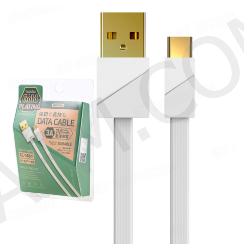 

USB кабель Remax RC- 048a Gold Plating 3A Type- C (1000mm) белый