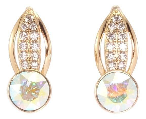 

Серьги Xuping Позолота 18K с кр-ми Swarovski английский замок "Листики с дорожками циркония и кристаллом АВ"