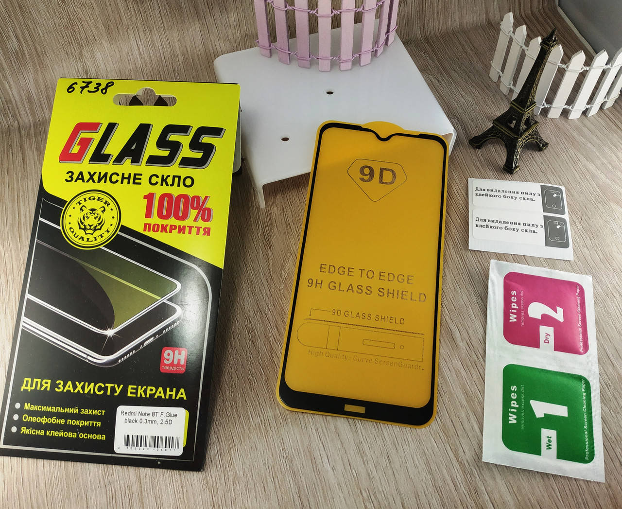 

9D Защитное стекло для Xiaomi Redmi Note 8T (black) полная проклейка, Черный