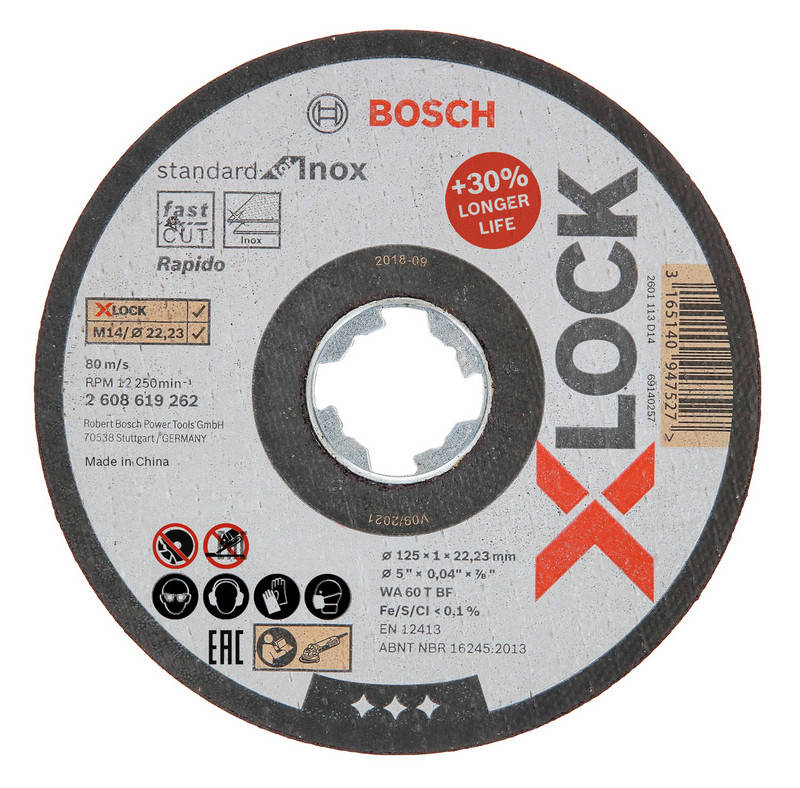 

Круг отрезной Bosch X-Lock Standard for Inox Ø125 × 1,0 × 22,23мм Rapido