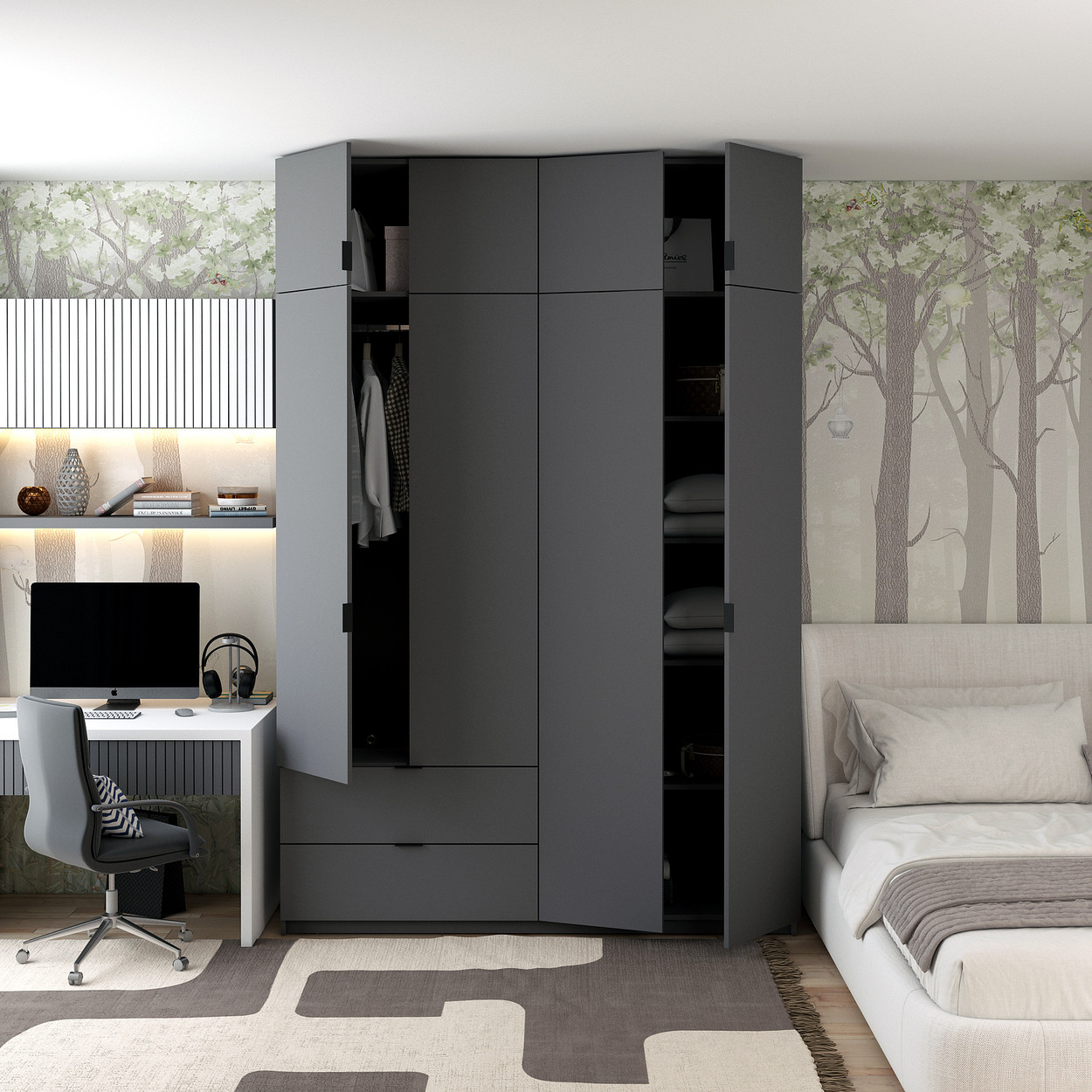 Розпашна Шафа для одягу Doros Лукас Графіт/Графіт 160х50х240 (80736287) 4