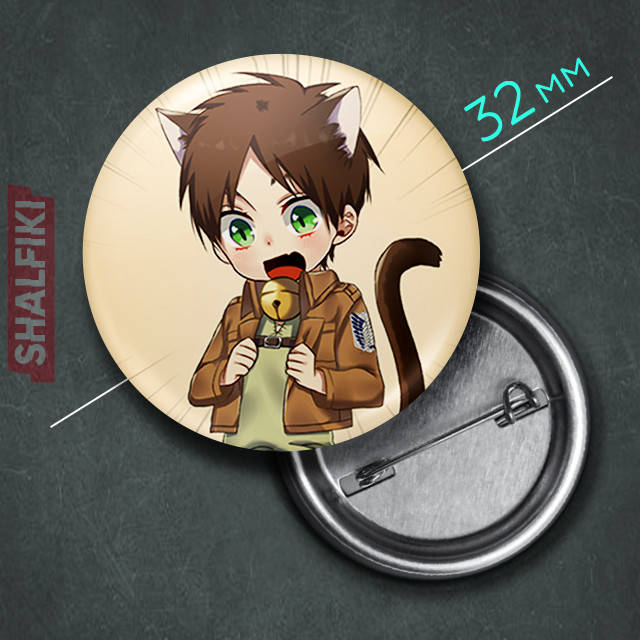 

"Эрен Йегер чиби (Атака титанов / Attack on Titan)" значок круглый на булавке Ø32 мм