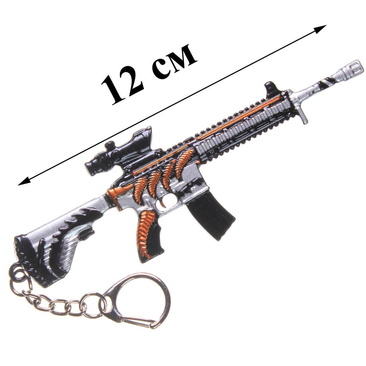 

Брелок сувенир металлический M416 топовая эмка со скином 12 см оружие аксессуары из пабга pubg mobile, Оранжевый