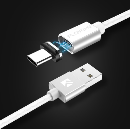 

Кабель магнитный для зарядки телефона Floveme USB Type C Android 100см |3A| Белый