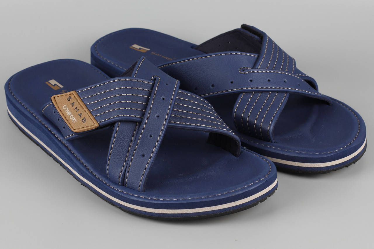 

Шлепанцы мужские на липучке синие Sahab SH20-070M Сахаб Размеры 43 44, Синий