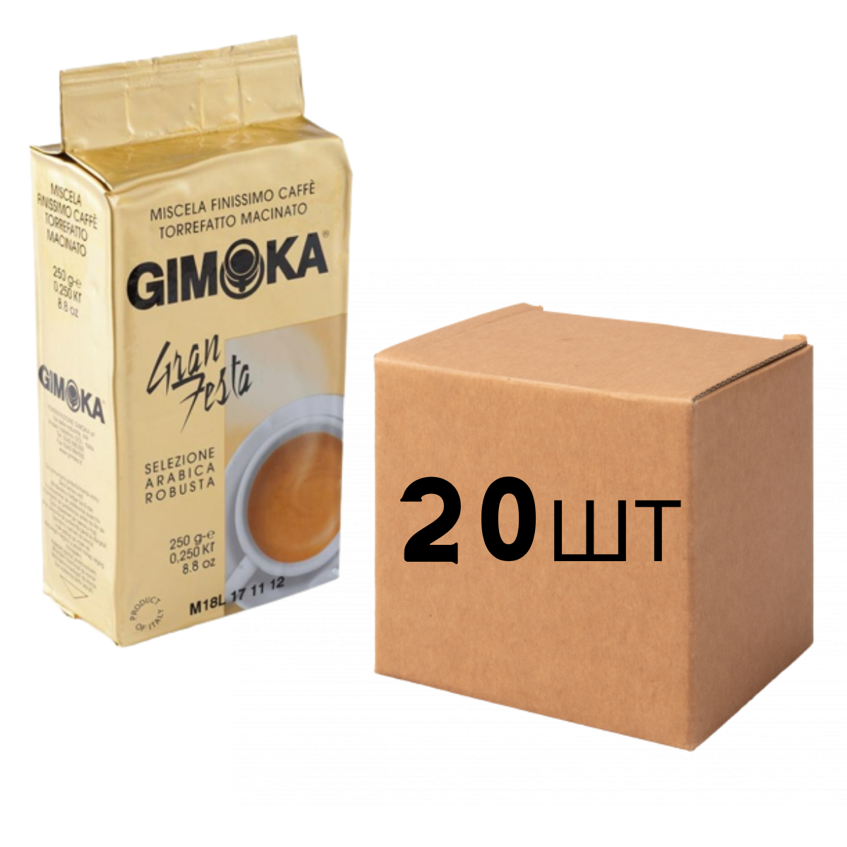 

Ящик кофе молотый Gimoka Gran Festa 250 гр (в ящике 20 шт)