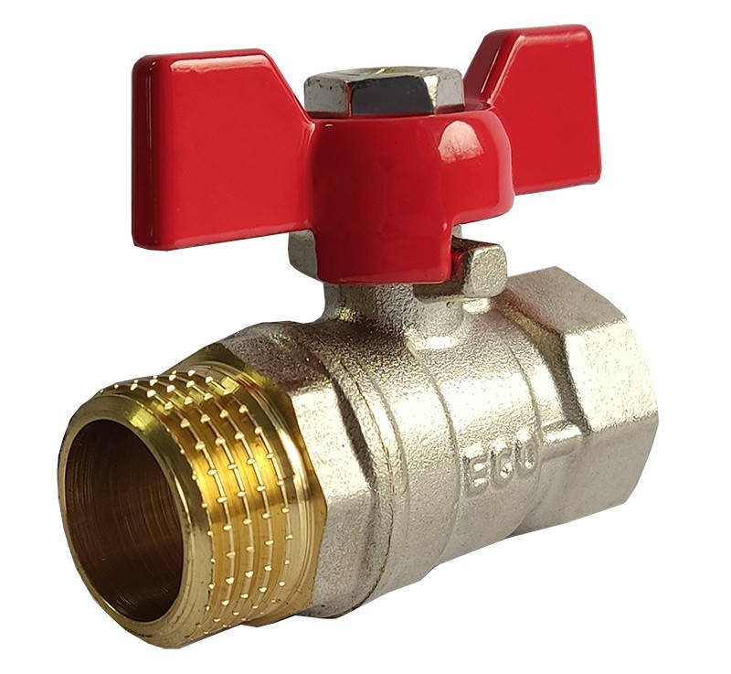 

Кран шаровой 1/2" НВ никель красная бабочка ЕСО, Красный
