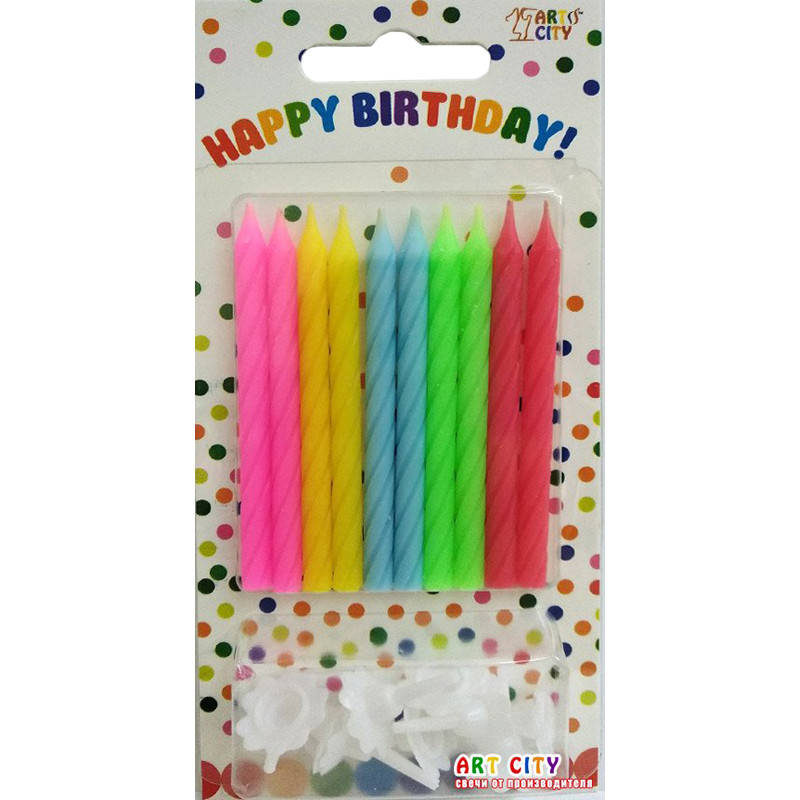 

Свечи в торт спиральки ассорти 10шт/уп