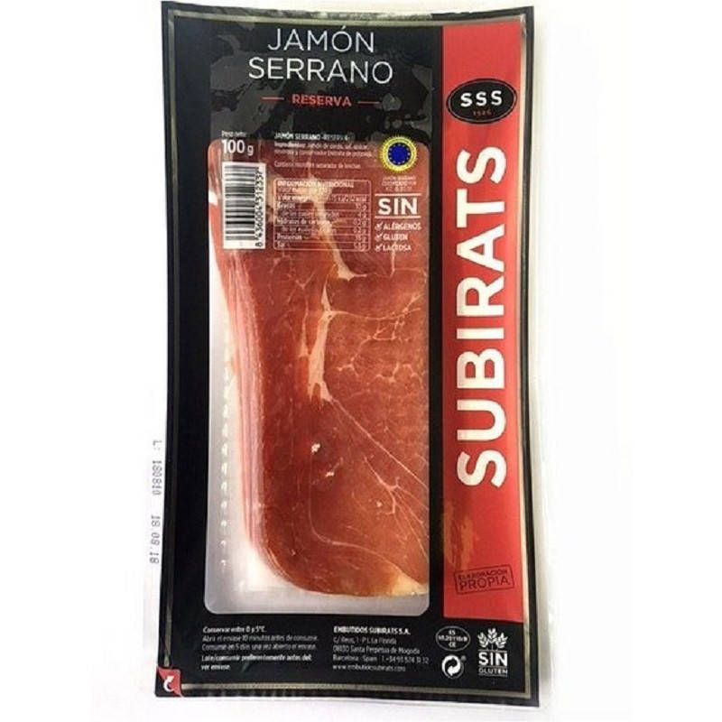 

Хамон "Subirats Jamon Serrano" Испания нарезка 0.100 kg