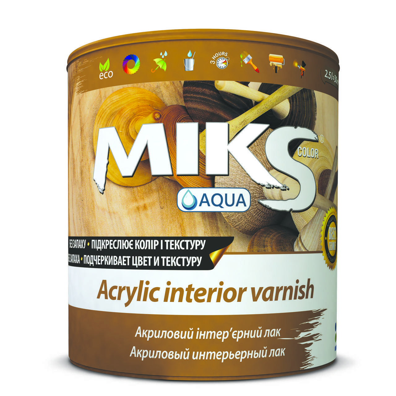 

Лак Акриловый интерьерный 0.75л, Микс Color глянцевый