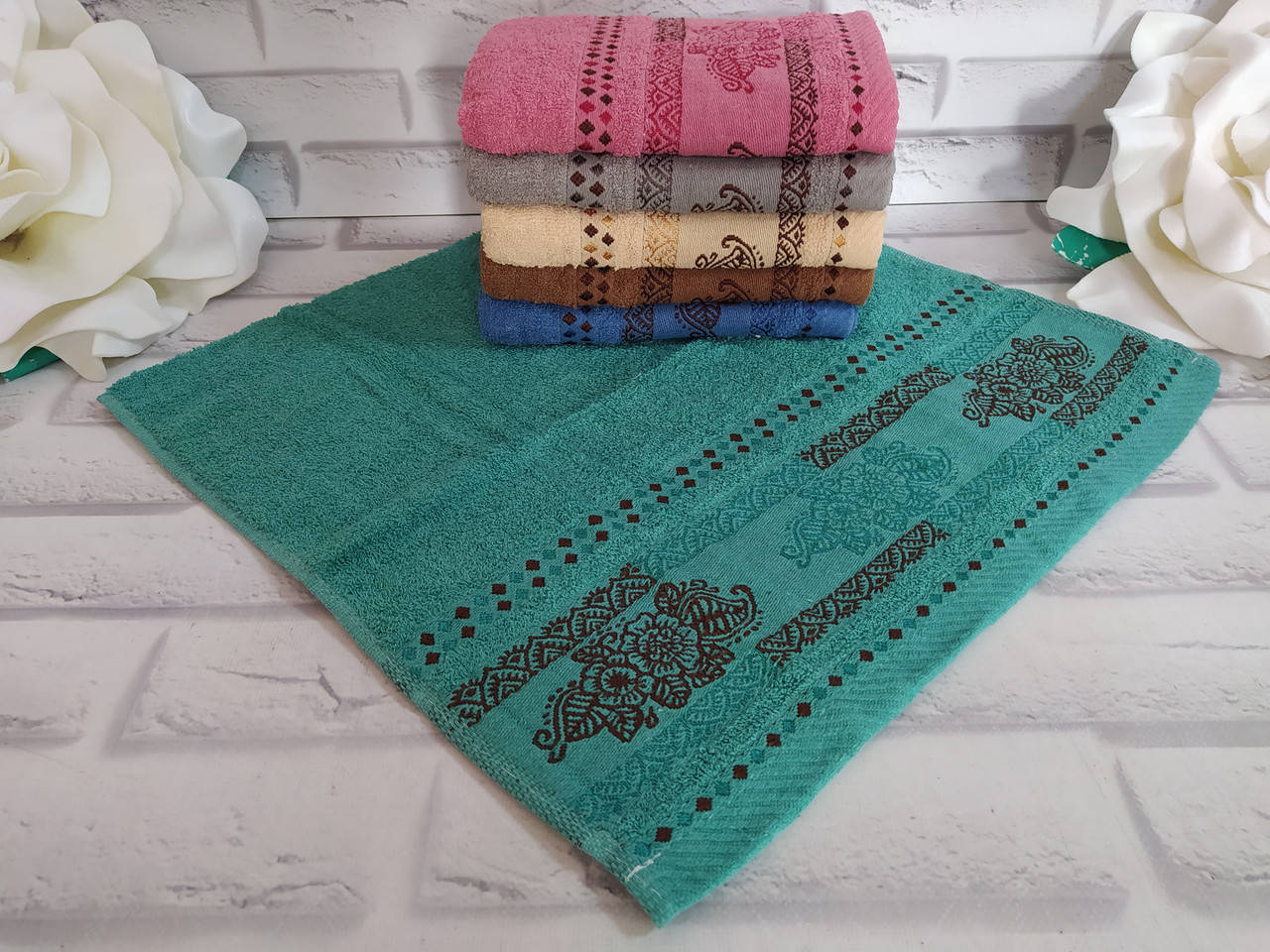 

Полотенце лицевое 90x45 см размер махра П-7230, Разные цвета