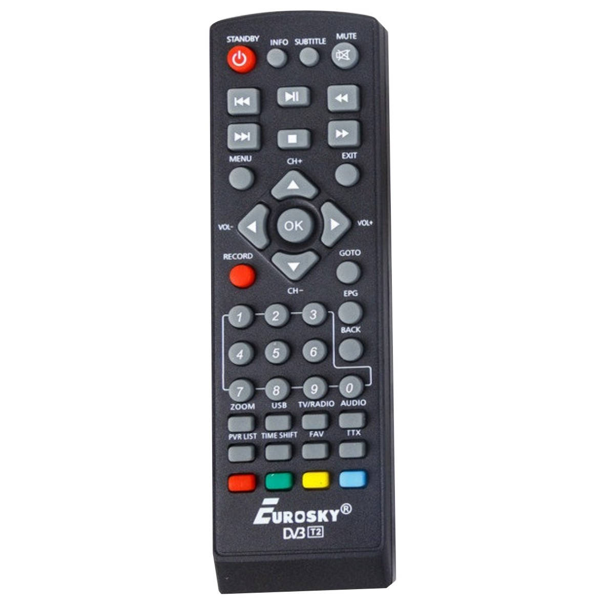 

Пульт ДУ для Т2 Eurosky ES-11/ES-15/ES-18/Tiger IPTV/Q-148/T530 для Т2 тюнеров, Черный