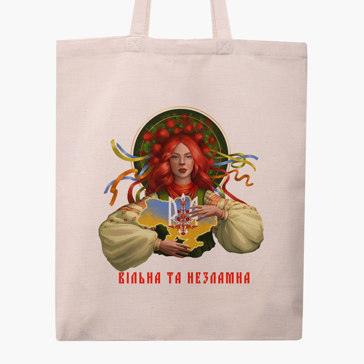 

Эко сумка Свободная и несломленная (9227-3772) бежева классическая, Белый