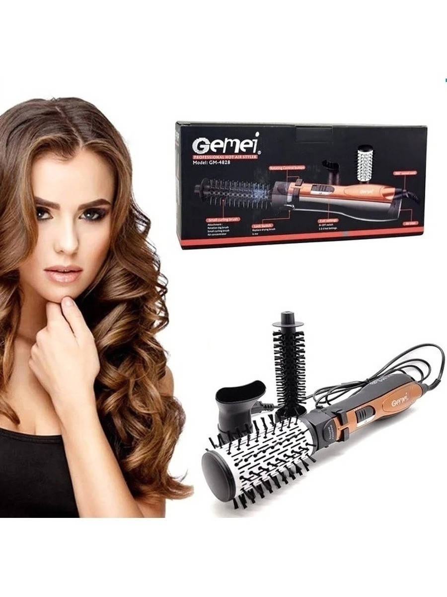 

Фен-щетка браш для укладки волос 3 в 1 GM-4828