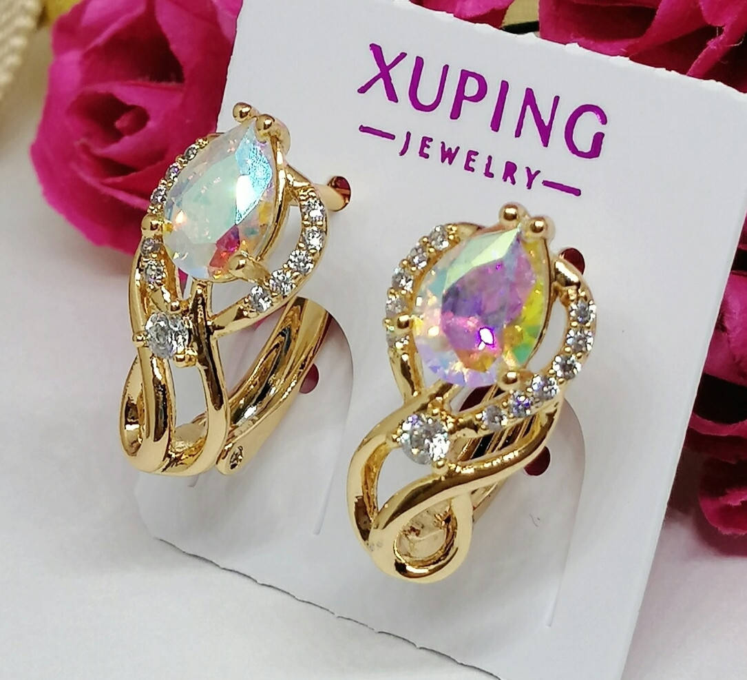 

Женские серьги из медицинского золота. Сережки позолоченные ХР. Медзолото