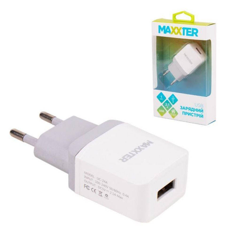 

Сетевое зарядное устройство Maxxter UC-24A, 1 USB, 5V/2.1A